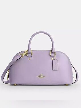 Coach Lavender Leather Dome Satchel with Gold Hardware